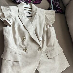 Beige Double-Breasted Vest